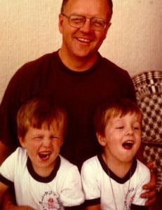 1974: My Father, Kenneth H. Patey, and my twin brothers, Mike and Mark